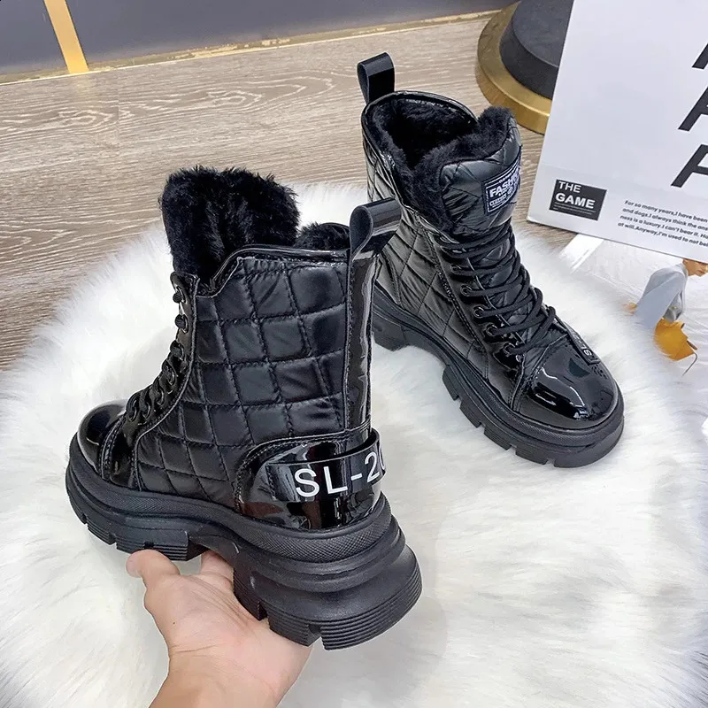 Snow Platform Warm Ankle Boots For Women Waterproof Fur Lined_voghion.com