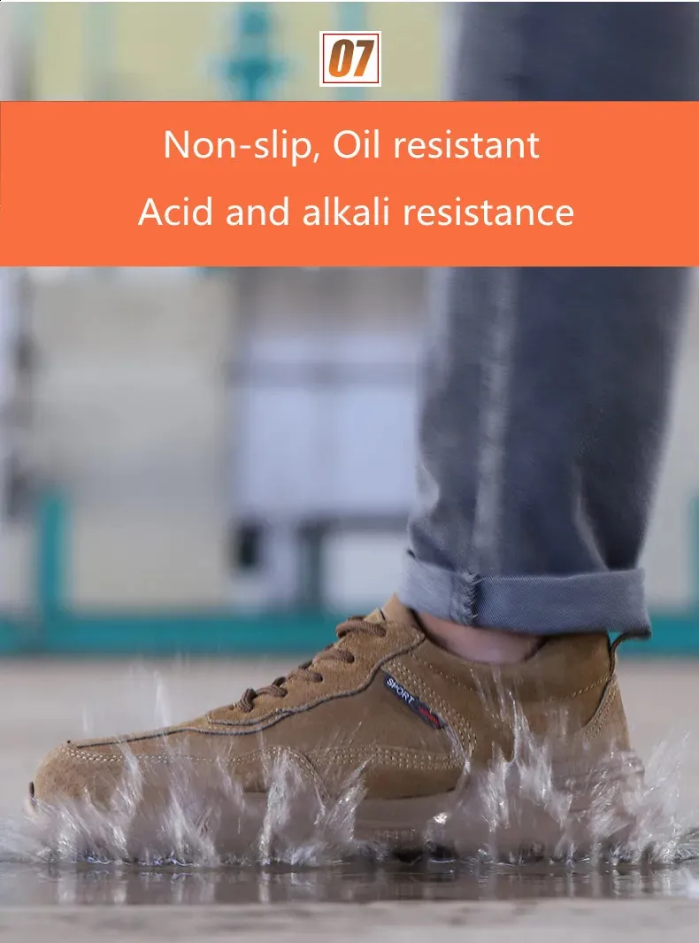 Arbejdssikkerhed Herre slip-on letvægts ståltåkapper, ikke-nedbrydelige, punkteringssikre arbejdssko til mænd_voghion.com