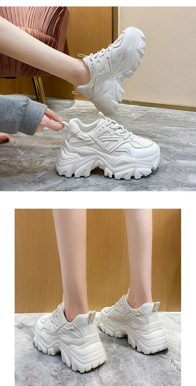 Dicken Boden Koreanische Schwarz Chunky Turnschuhe Frauen Plattform Slip Auf Atmungs Herbst Winter Frau Vulkanisieren Schuhe Pelz_voghion.com