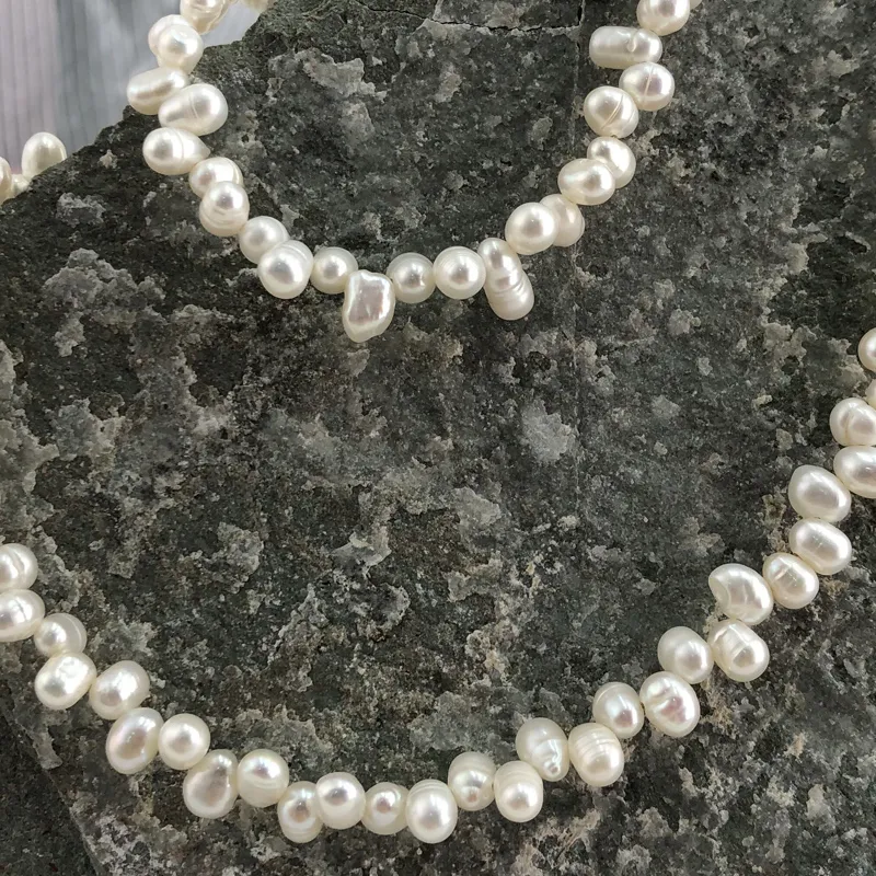 Anhänger Halsketten Hochzeit Halskette Legierung Muschel Echte Süßwasserperle Statement Choker Echter Barockschmuck Unikat_voghion.com