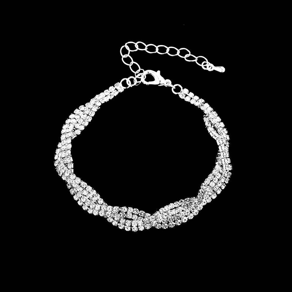 Jewelry Popular Wedding Dress Women's Jewelry Bridal Water Diamond Necklace Earrings Two Piece Set_voghion.com