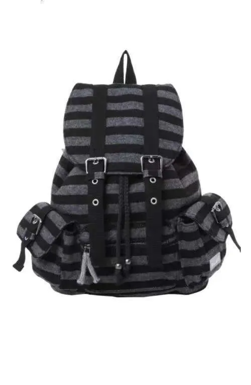 Jeans a righe uguali giapponese e coreano funzionale casual plaid grande capacità coppia borsa a tracolla zaino_voghion.com