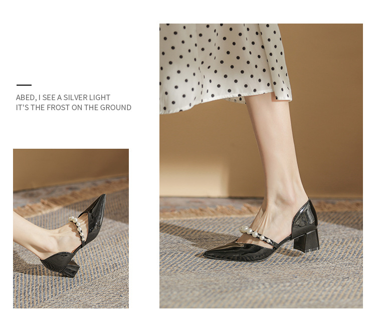 Pointed Mary Jane Heels With Pearl Detail Women's Stiletto Pumps_voghion.com
