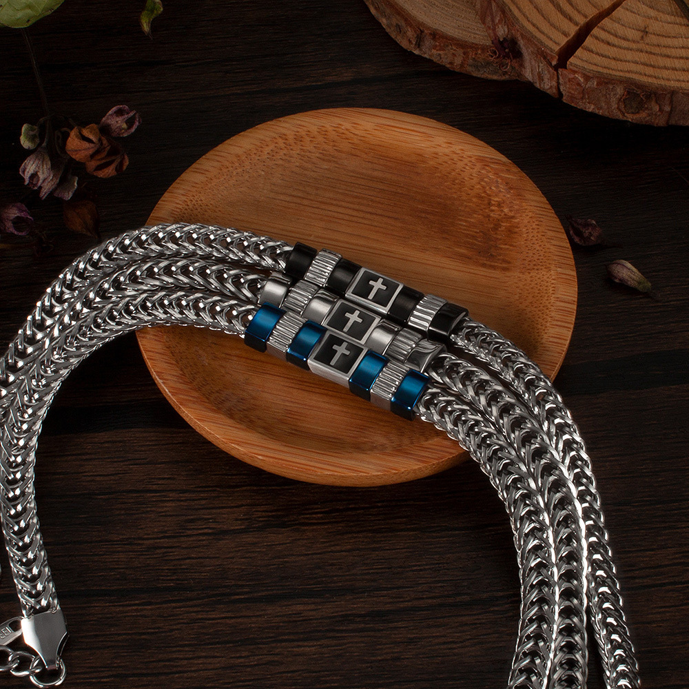 Kreuz Titan Stahl Armband für Männer_voghion.com