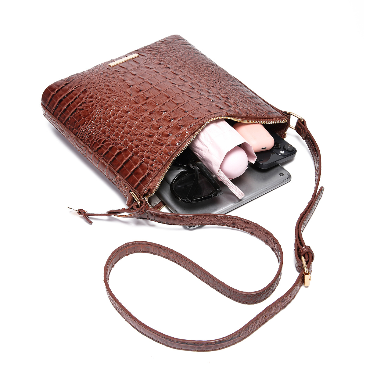 retro women's bag multi-color crocodile pattern Brahman_voghion.com