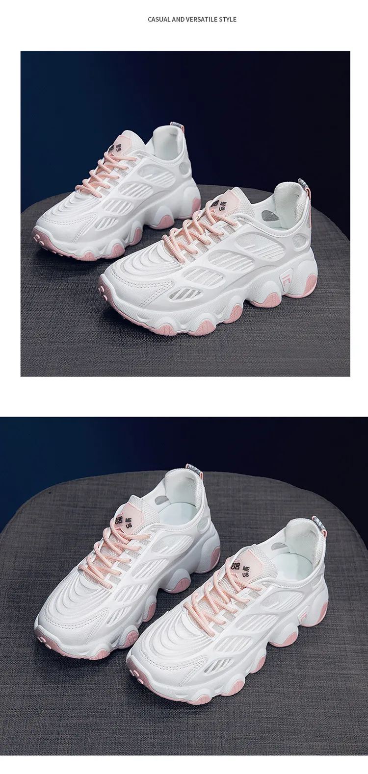 Thick Soled Mesh Sports For Women Breathable Thin Running Casual Dad Shs With Hollowed Out Design Fashionable Board_voghion.com