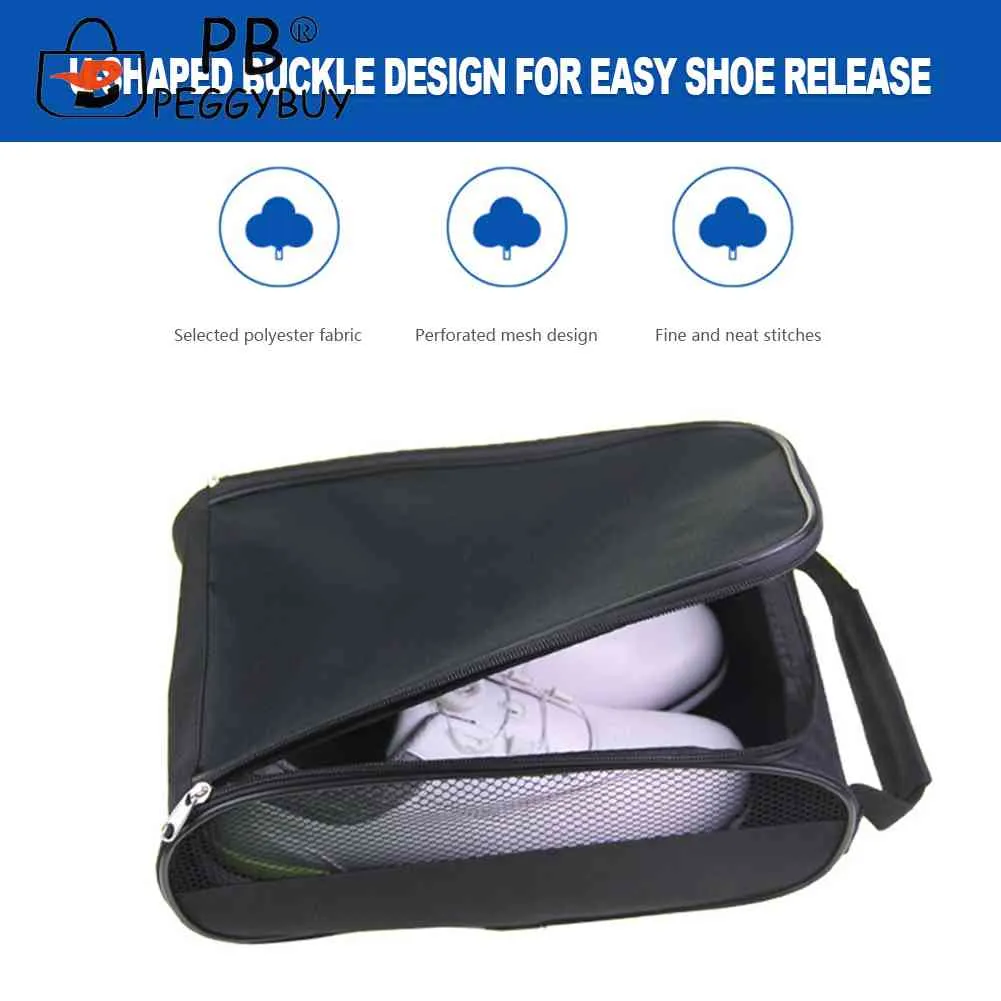 Unisex Shoe Portable Mesh Travel Shoes Carrier Bags With Zipper Hand-Held Breathable Ultra-light For Outdoor Sports_voghion.com