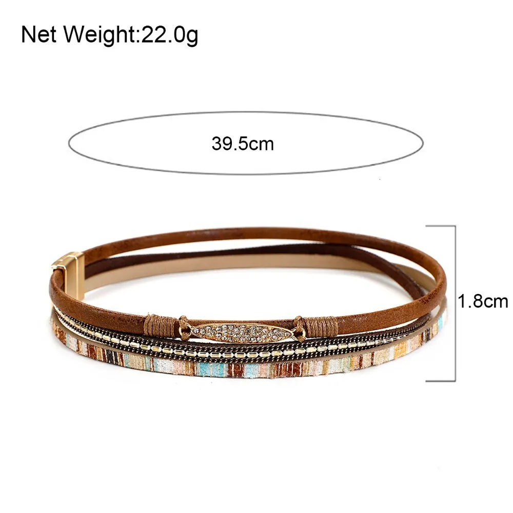 Brățară simplă din piele cu dungi ALLYES pentru femei, brățară boemă cu piatră naturală, cu farmec de cristal, brățări, brățări la modă_voghion.com