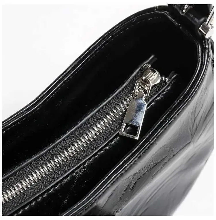 Sacs à main tendance Y2K pour femmes, sacoches à bandoulière en cuir PU noir, sacoches sous les bras, portefeuilles, de haute qualité_voghion.com