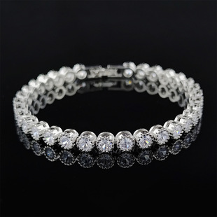 Zircon Chain Link Bracelet - Elegant Rectangular Stone Jewellery_voghion.com