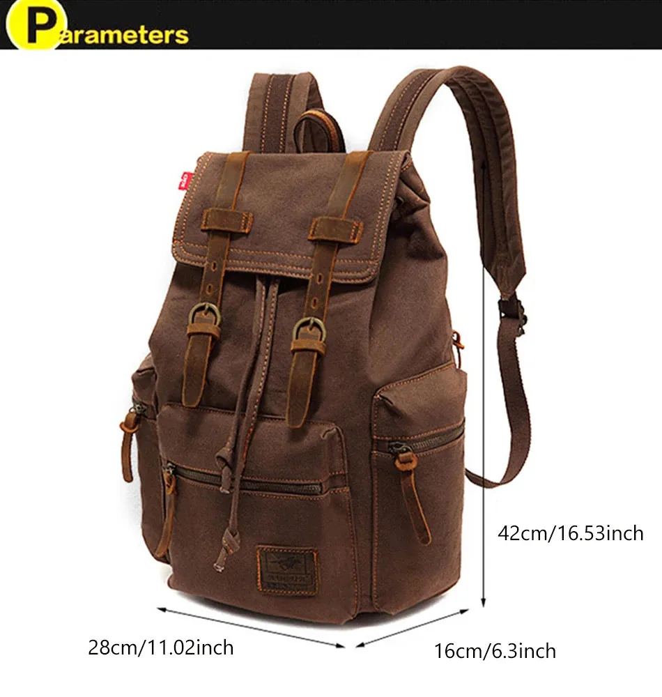 Fashion Vintage Canvas Backpack School Mens Bags Large Capacity Travel Laptop Retro Bag Drop 240730_voghion.com
