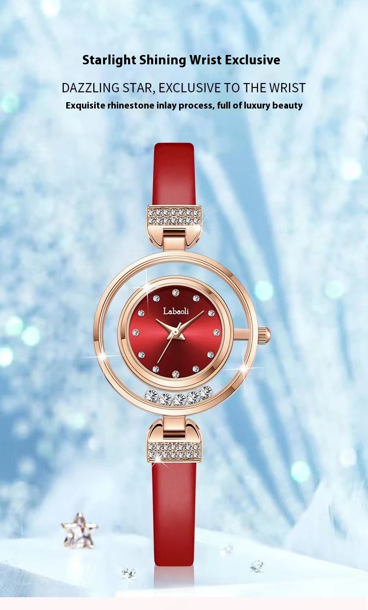 Orologio Labaoli Lapoli, Lusso leggero e Design di nicchia, Orologio da donna in vera pelle Happy Diamond Fashion_voghion.com