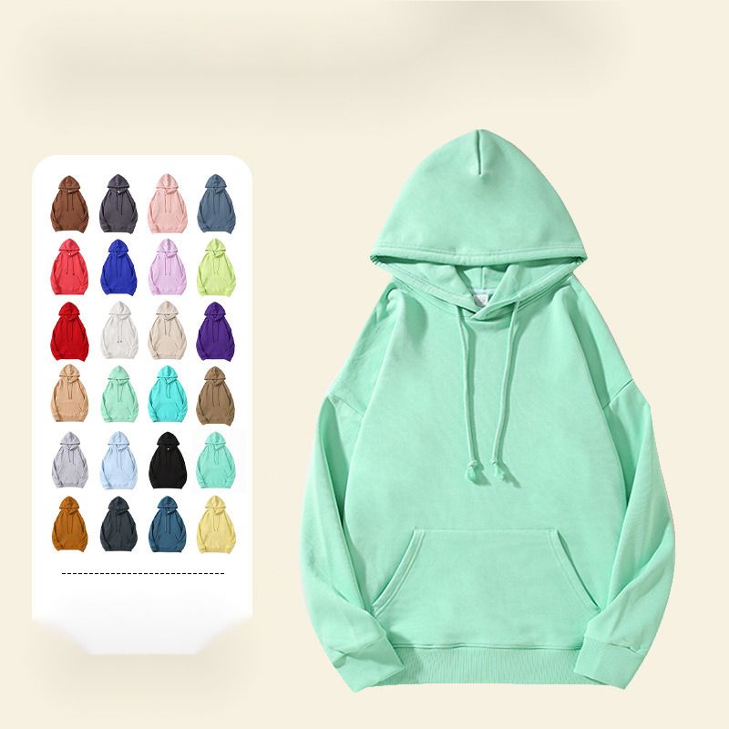 Frühling und Herbst 380G Große Woll Hoop Paar Familie Stil Einfarbig Schulter Hoodie Druck_voghion.com