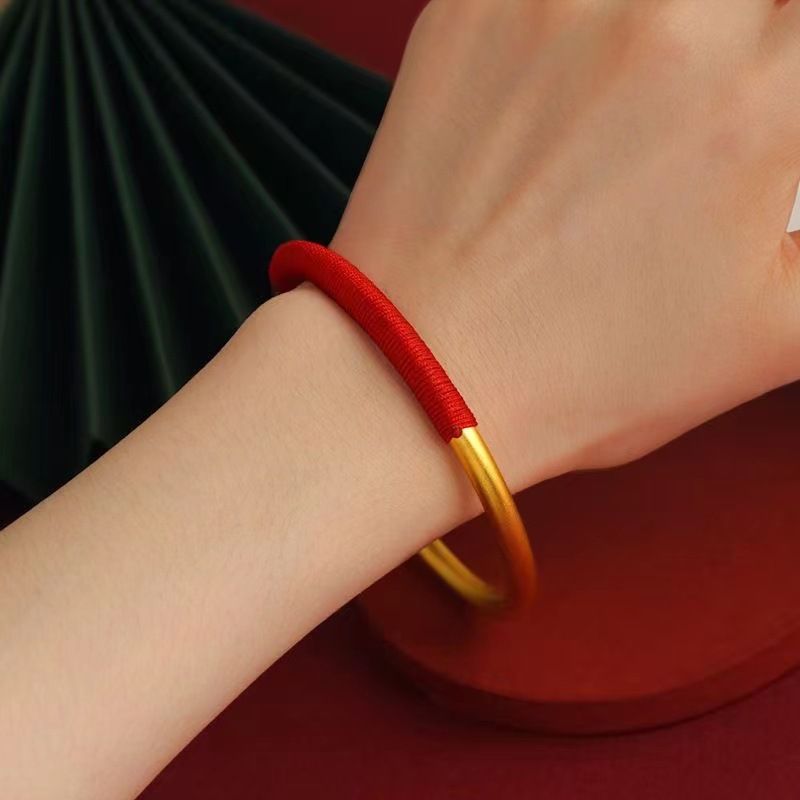 Vieam Bracciale chiuso in corda rossa antica e solida da donna, in oro finto_voghion.com