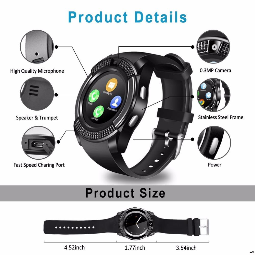♥ Direkt verfügbar + GRATIS Liwwerung ♥ V8 Smartwatch TF SIM Auer Bluetooth Schrëttzieler Kamera 2G Faarfdisplay Handgelenk Sport Auer Waasserdicht Apparat Android_voghion.com