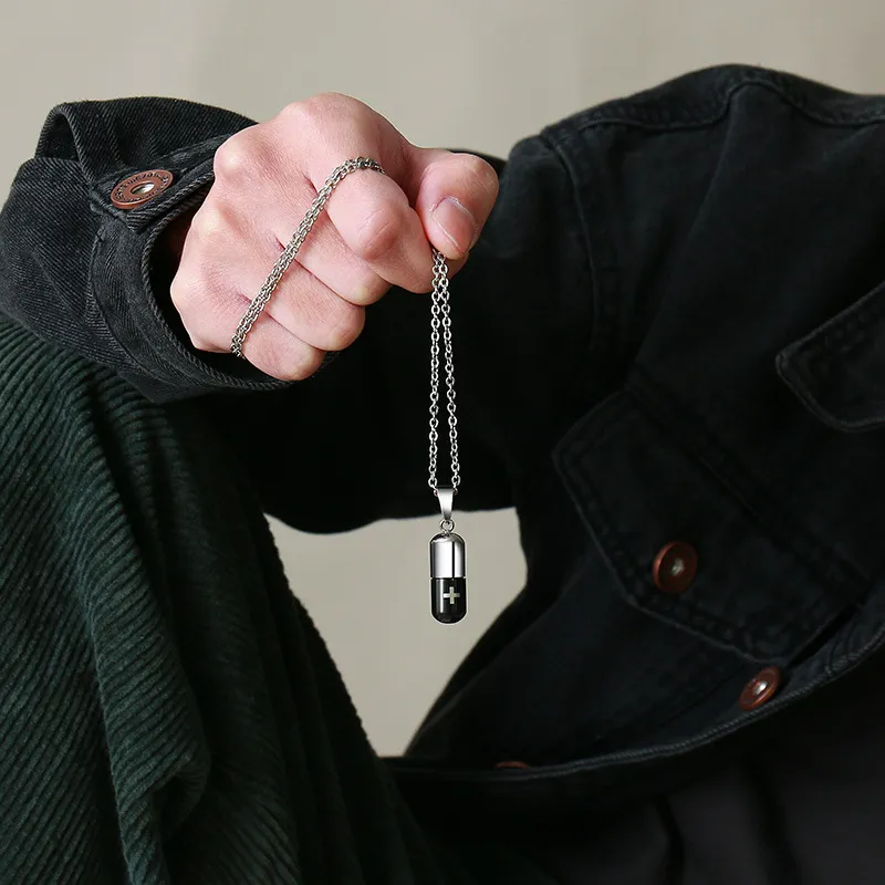 Lanci od nehrđajućeg čelika s privjeskom i šupljim kućištem za muškarce i žene, urna za kremiranje, križ, nakit za uspomenu_voghion.com