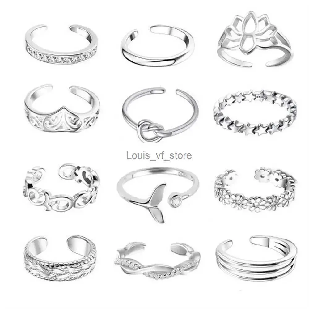 Anillos para los dedos del pie, juego de 12 anillos de aleación para el pie, accesorios de playa abiertos para mujer, anillos, joyería de moda H240528_voghion.com