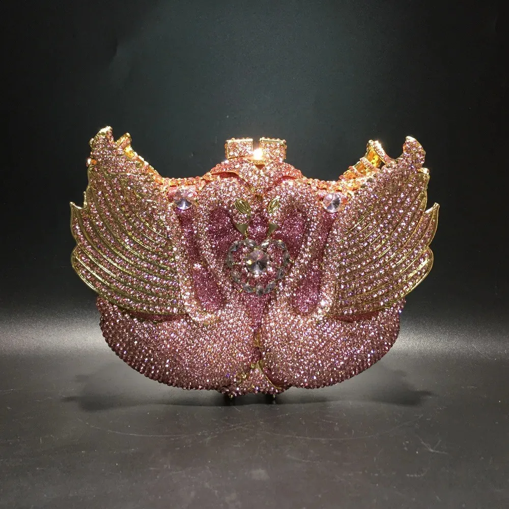 XIYUAN PinkBlackBlueGold Crystal Evening Clutches Bag Hollow Out Women Metal Clutch Purse Wedding Party Prom Dinner_voghion.com