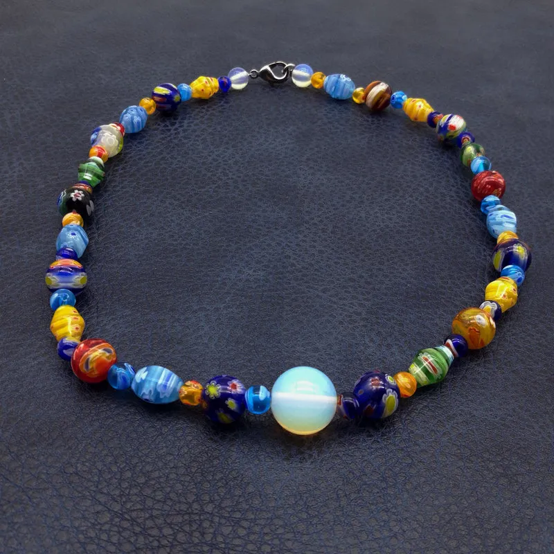 Ketten Mode Rad Millefiori Murano Glas Halskette 6-14mm_voghion.com