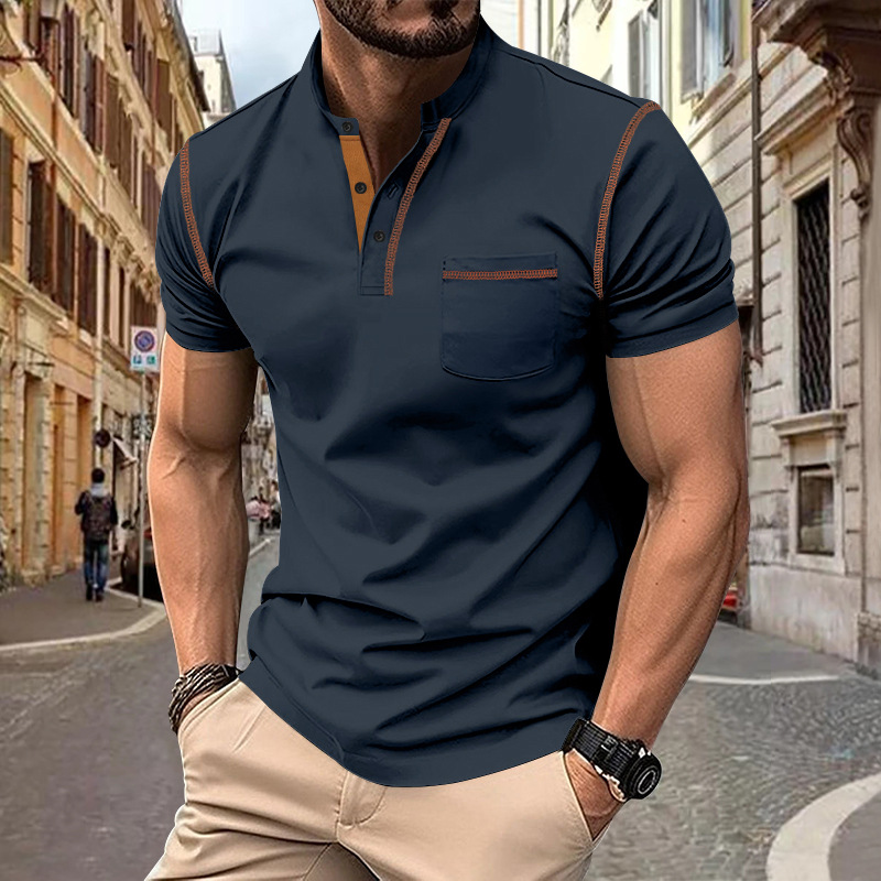 Men's Short Sleeved Polo Shirt Solid Colour Lapel Breathable Top_voghion.com