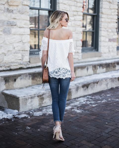 Damenmode Spitze Off-die-Schulter einfarbig sexy Damen Top T-Shirt_voghion.com