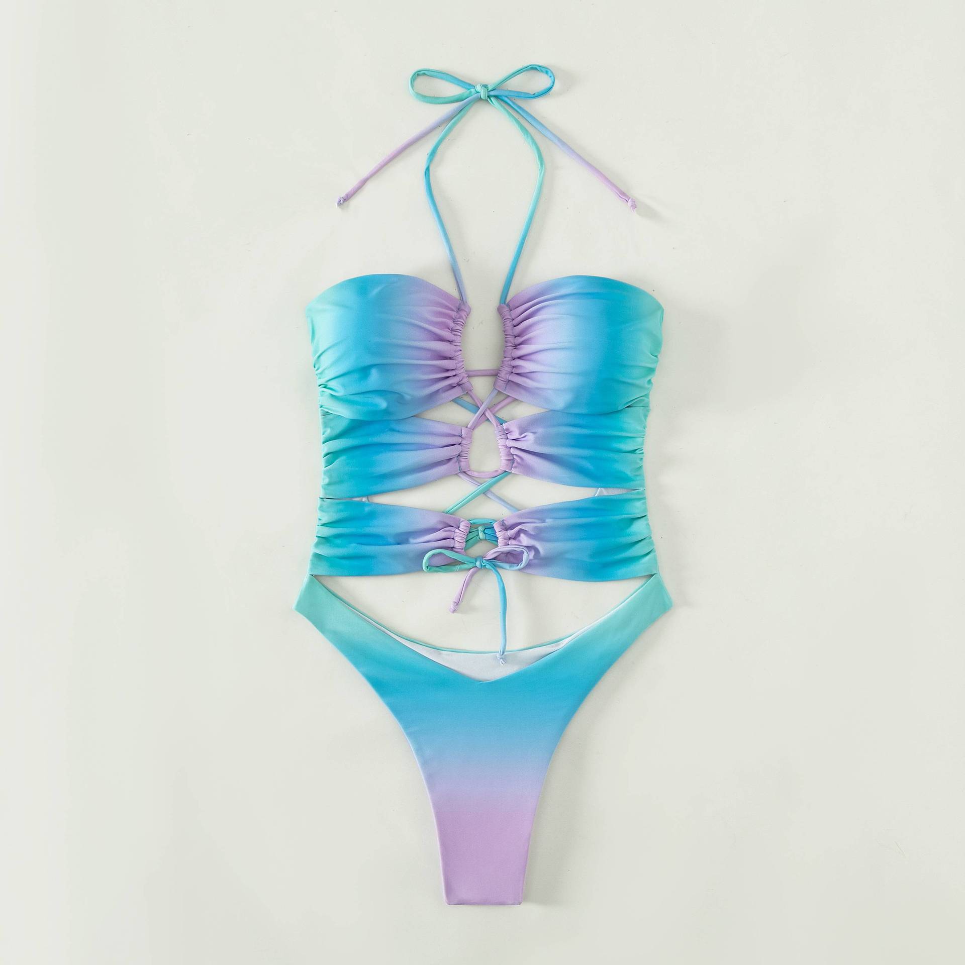 Traje de baño de una pieza bikini nuevo color degradado para mujer_voghion.com