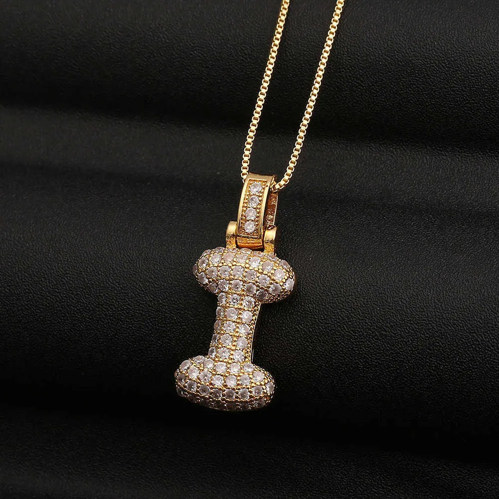Collier lettre bubble plaqué or avec pendentif zirconia_voghion.com