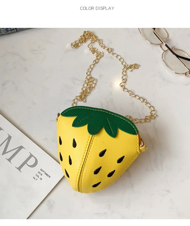 Kids Strawberry Shape Messenger Bags Cute Girls Princess Purse Children Chain Shoulder Outdoor Fruit Crossbody Bag M1169_voghion.com