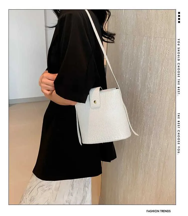 Retro Steinmuster Eimer Handtasche Damen Umhängetasche Schultertasche_voghion.com