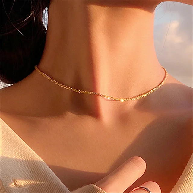 Mode Sparkg Sier Color Cross Heart Hänge Halsband För Kvinnor Mode Dubbellager Nyckelbenskedja Choker Bröllopsfest present_voghion.com