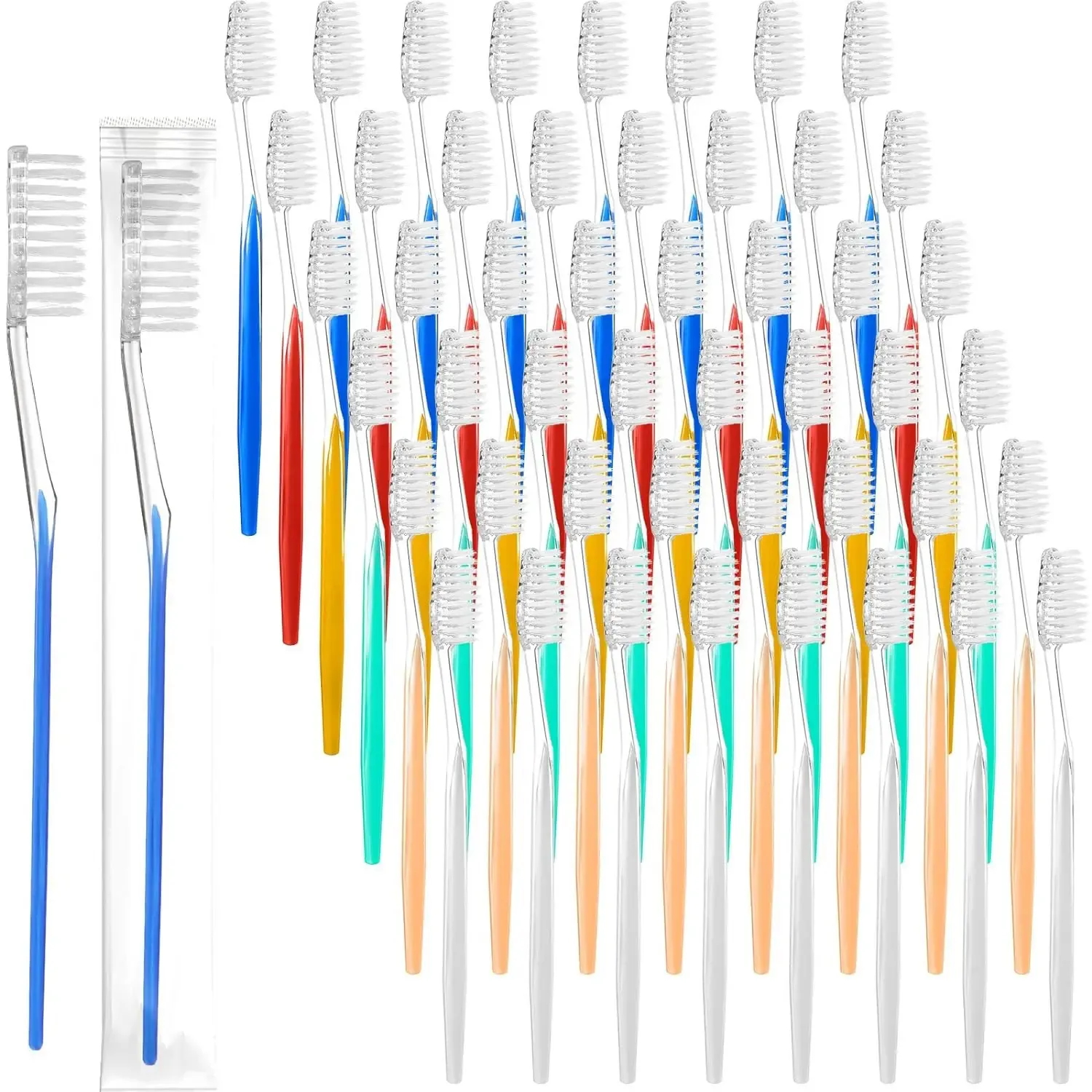 100 Individual Packaged Bulk Disposable Travel Soft Bristle Toothbrushes Single Pack Camping 241125_voghion.com