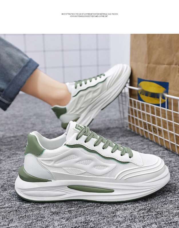 Scarpe estive nuove traspiranti in rete bianche da uomo, versione coreana, versatili, sportive, casual, alla moda, da papà_voghion.com