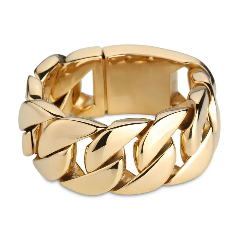 Cuban Link Chain Bracelets For Men Heavy Stainless Steel Bangle_voghion.com