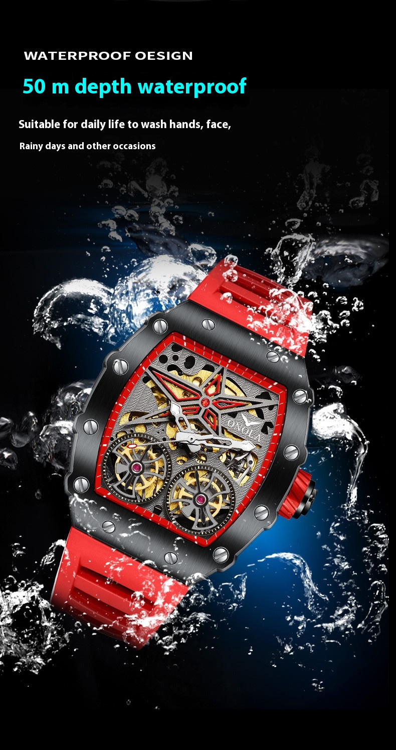Automatic Mechanical Watch For Men With Skeleton Flywheel Design_voghion.com