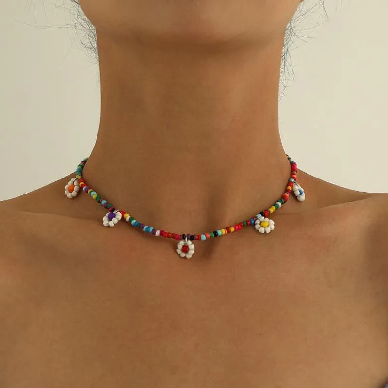 Chains 2023 Summer Boho Colorful Pearl Resin Seeds Beads Handmade Collar Clavicle Choker Necklaces For Women Jewelry_voghion.com