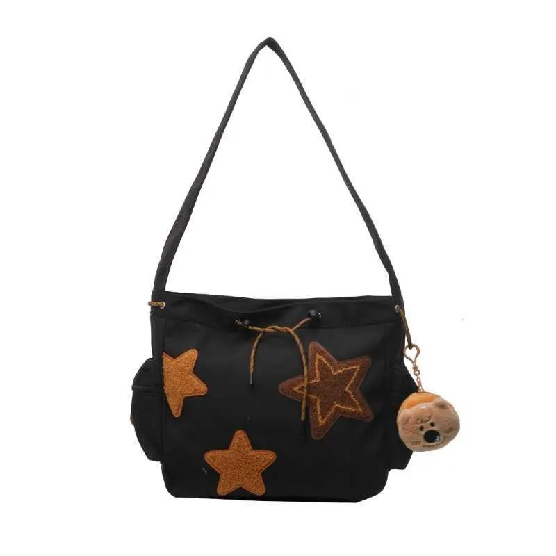 Borsa a tracolla a forma di stella in tela da donna, zaino per studenti Y241116_voghion.com