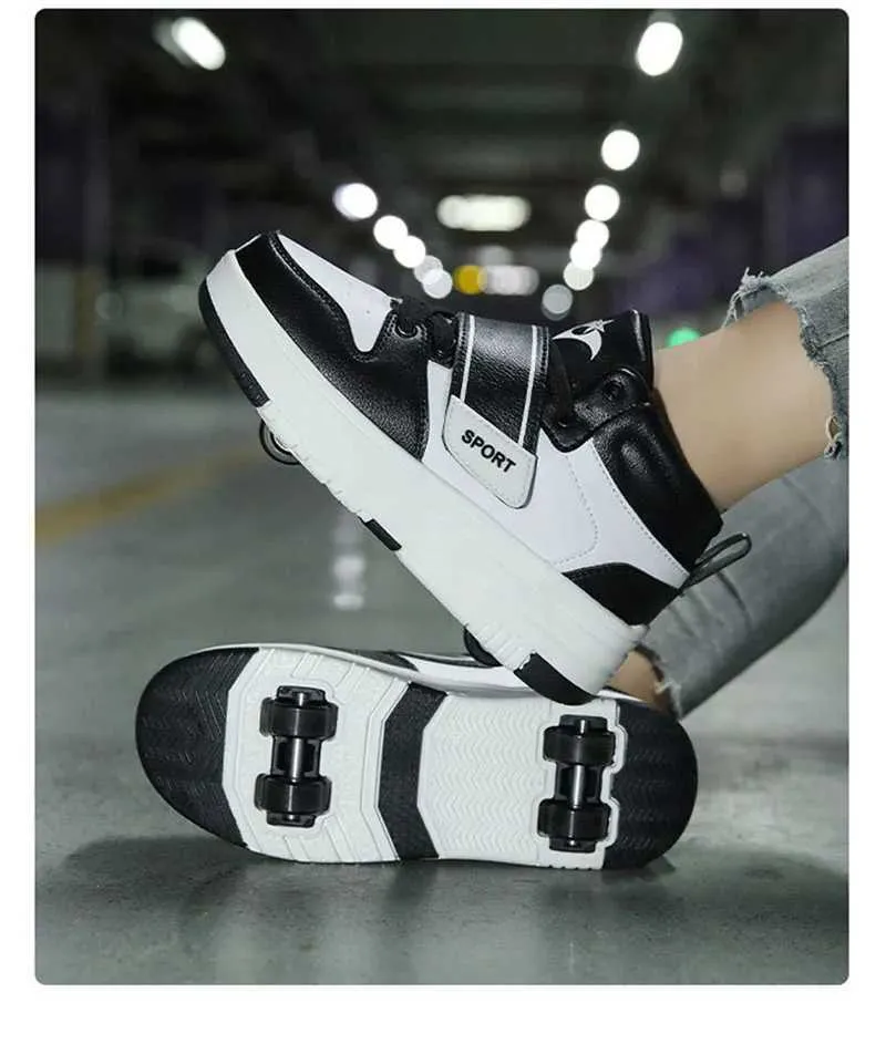 Barn Rullskridskor Pojke Flickor Sneakers Sportskor med 4 Hjul till Jul Födelsedag Barn Show Present H241028_voghion.com