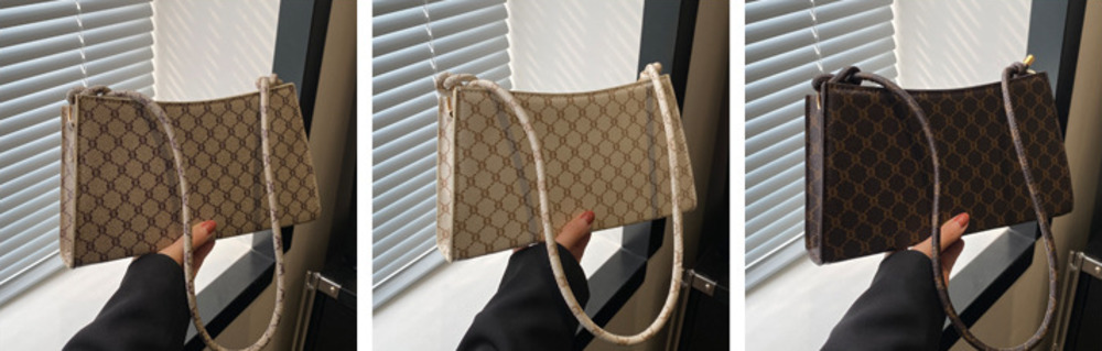 Borsa a tracolla singola con texture, da usare sotto le ascelle, 2024, nuova borsa a tracolla stampata, alla moda e alla moda, piccola borsa quadrata per i pendolari_voghion.com