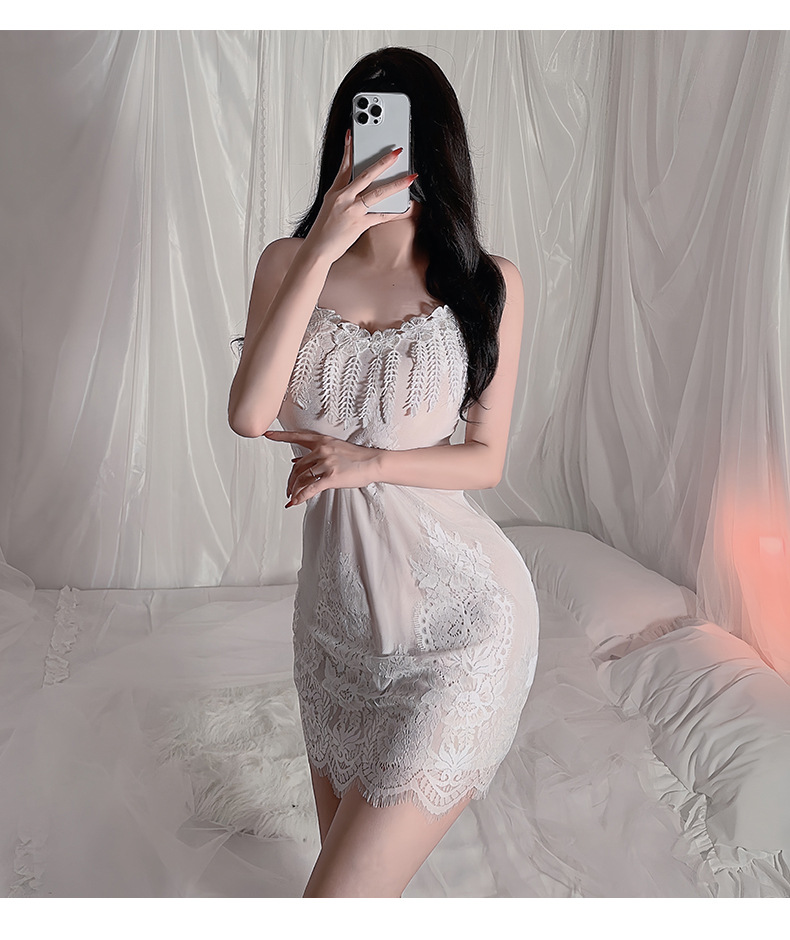 Indumenti da notte da donna Gonna corta sexy Camicia da notte Halter sexy Abito pigiama da casa per donna_voghion.com