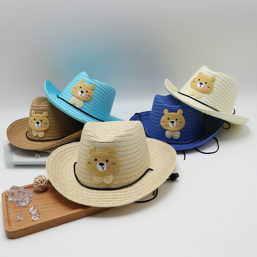 Children's boys sun hat kids hat summer sun hat outdoor cowboy jazz hat sun hat straw hat_voghion.com