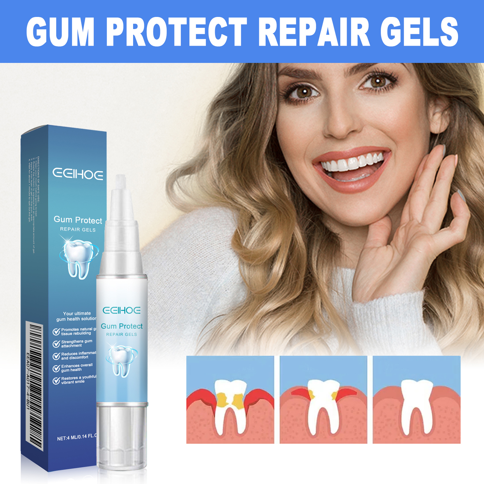EELHOE Mild Cleaning Yellow Tooth Stain Fresh Care Gel_voghion.com