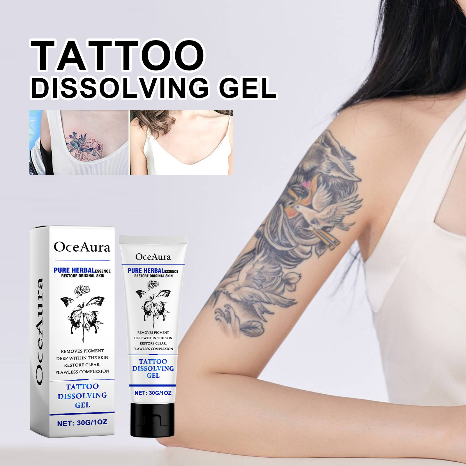 Gelul pentru tatuaje OceanAura hidratează pielea tatuată, repară textura, brodează și luminează crema de îngrijire a pielii_voghion.com