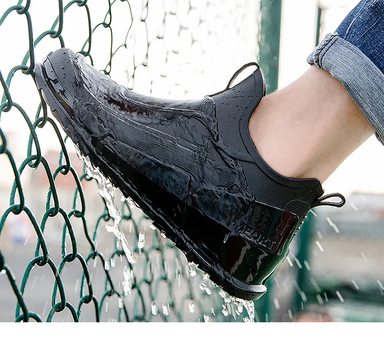 New Men's Tide Short Rain Boots Non-slip Kitchen Takeaway Water Thick-soled Overshoes Fishing Rubber Shoes_voghion.com