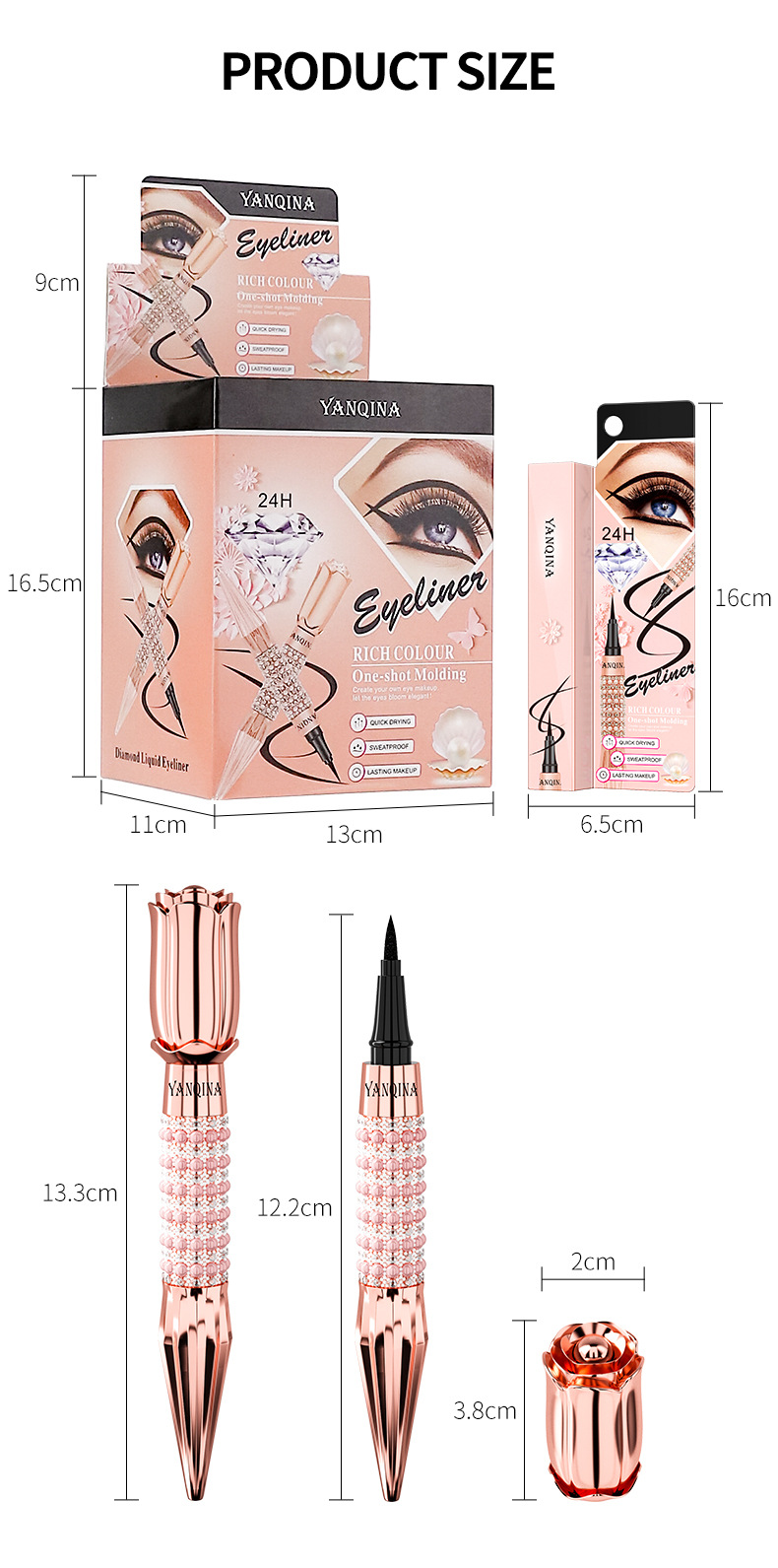 YANQINA Yanqina Scepter su geçirmez, tere dayanıklı, serin siyah renkli eyeliner sıvı kalem_voghion.com