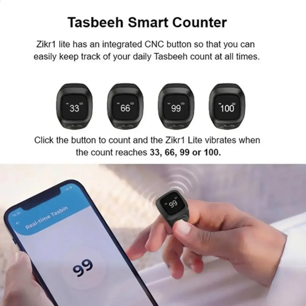 Iqibla Smart Tasbih Zählzähler für Muslime Zikr-Ring Digital Tasbeeh 5 Gebetszeiten Vibrationserinnerung Bluetooth 5.1_voghion.com