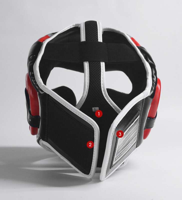 Casque de boxe en BN épais, offrant une protection complète pour le combat Sanda sans angle mort._voghion.com