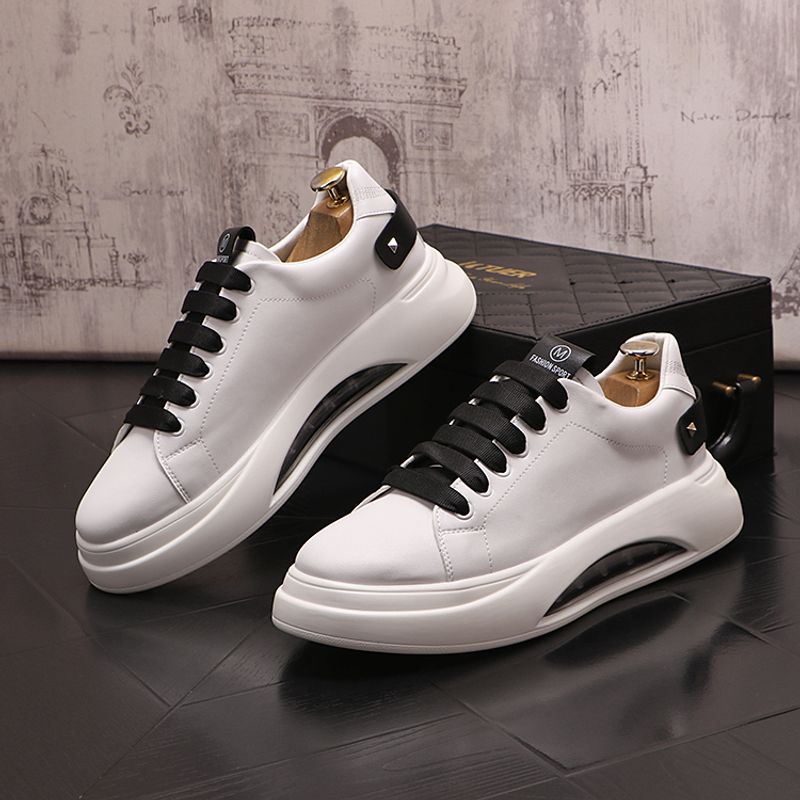 Atmungsaktive weiße lässige koreanische Ausgabe trendige Schnürschuhe Sommer neue hohe Herrensportschuhe_voghion.com