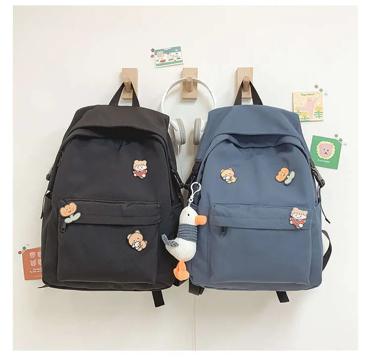 Große Kapazität Nylon Schulranzen Junior Schultern High School Studenten Einfache Freizeit Rucksack_voghion.com