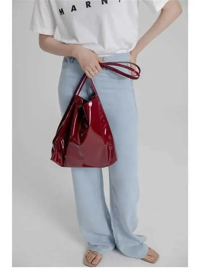 Sacs à bandoulière en cuir verni tendance pour femmes, sacs à main fourre-tout décontractés vintage pour femmes, grande capacité pour le shopping Ba241104_voghion.com
