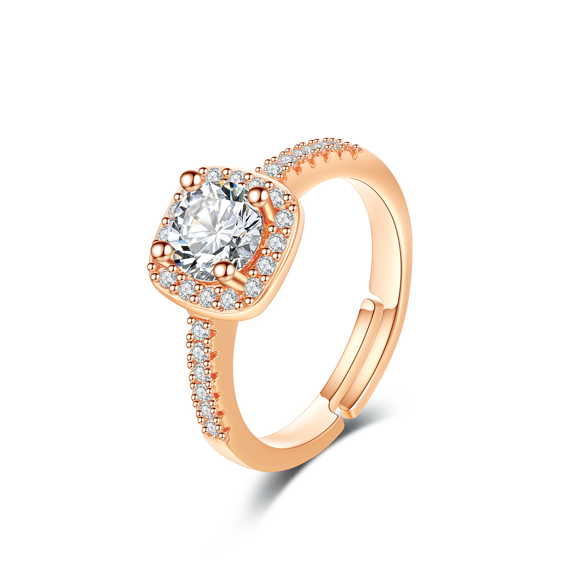 French High end Luxury Sugar Set Diamond Wedding Live Broadcast Adjustable Ring Women's Jewelry_voghion.com